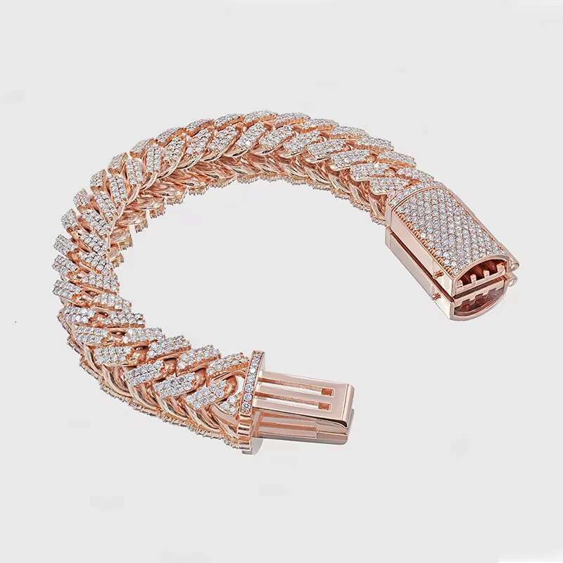 Pass Diamond Tester Vvs Moissanite Iced Out Sterling Silver Cuban Bracelet