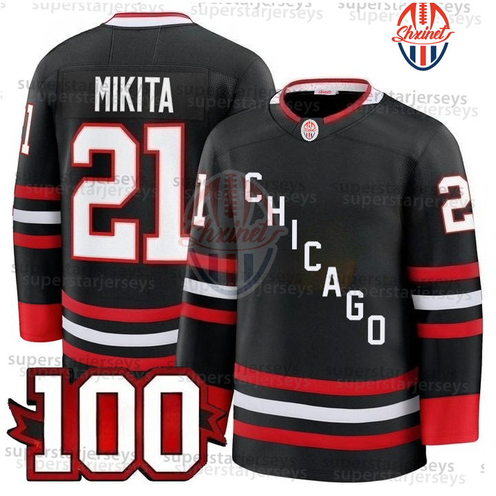 2025-26 Hockey Jersey 100th Bedard Nazar Burakovsky Bertuzzi Donato Teravainen Levshunov Mikheyev Crevier Sweater Custom Double-Reinforced Stitched