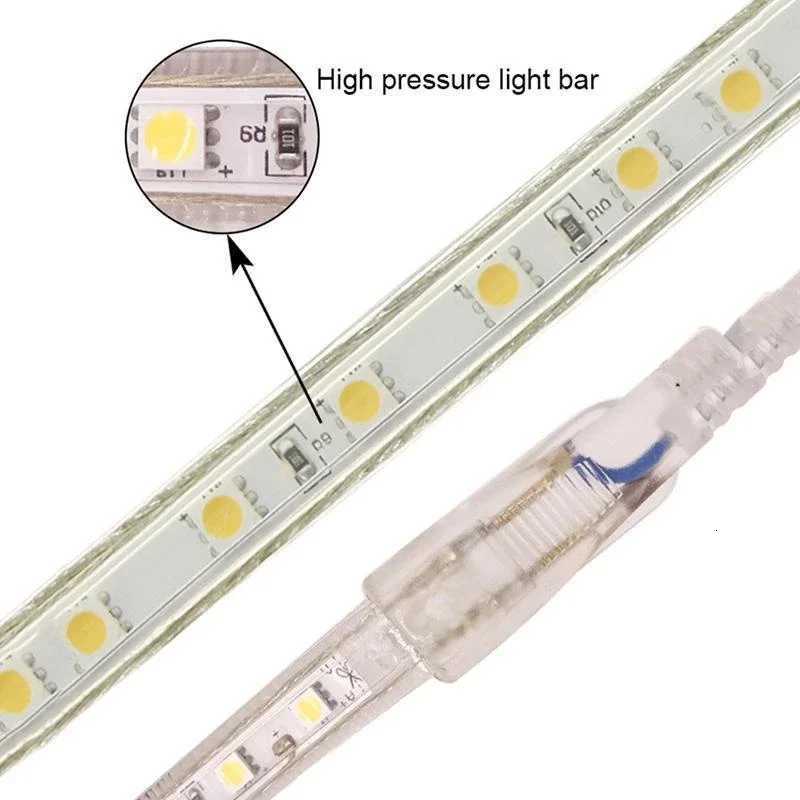 220V Waterproof LED Strip Light High Brightness 5M 10M 20M For Home Decoration Kitchen Outdoor Garden LED Light With EU Plug M251129