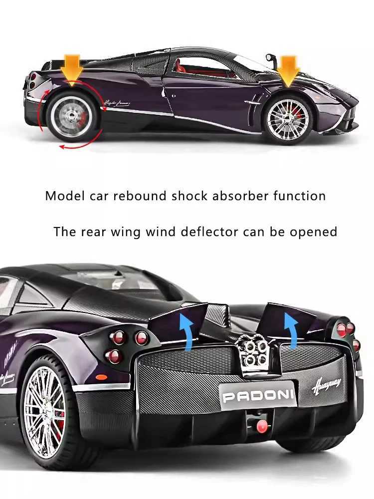 118 Pagani Fengshen Alloy Car Model Simulation Sound And Light Return Toy Car Metal Sports Car Boy Collection Ornaments Gift J251129