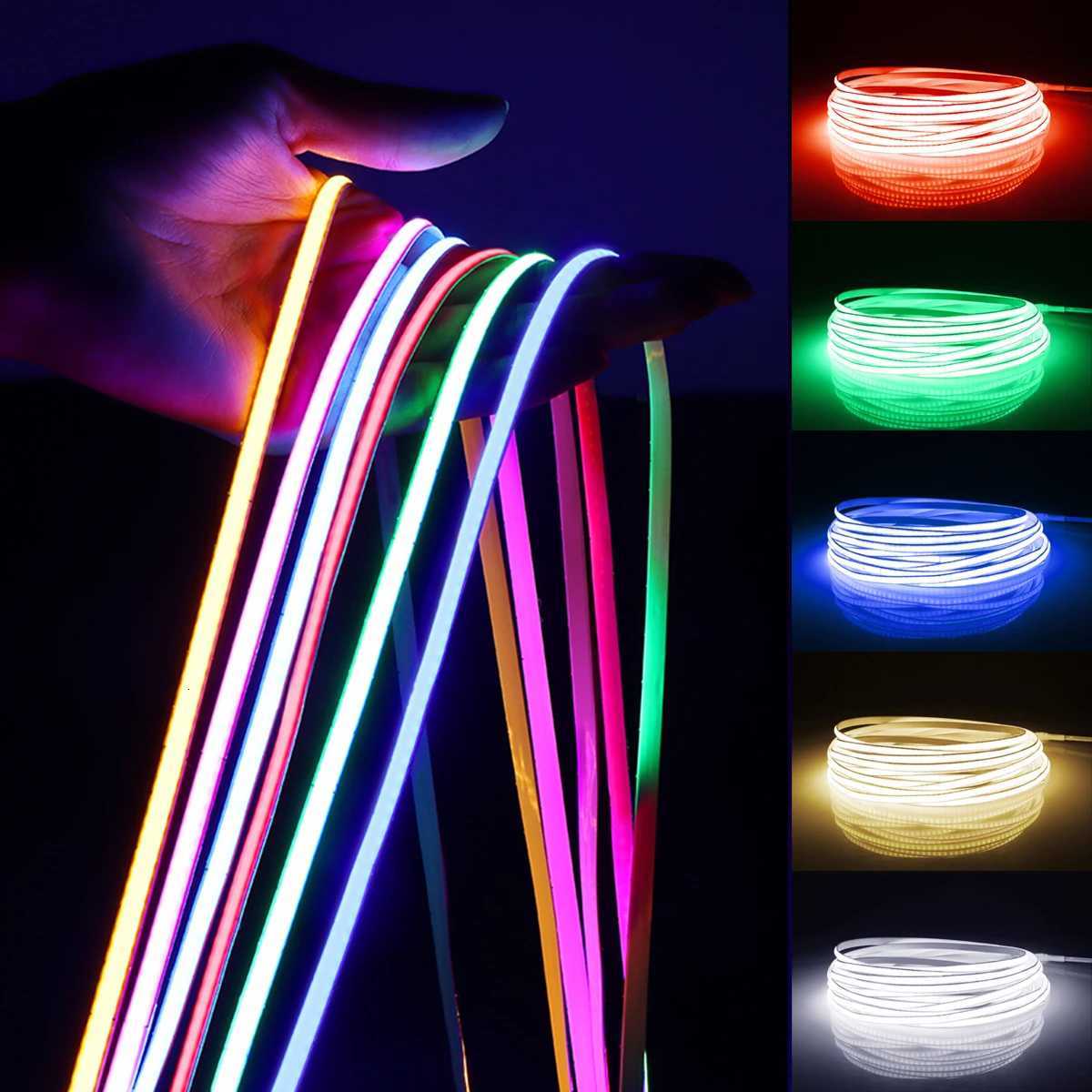 Super Thin 5mm COB LED Strip 1m 2m 3m 4m 5m High Density Flexible Neon LED Tape Ribbon For Home Room Decor TV Backlight Lighting M251129