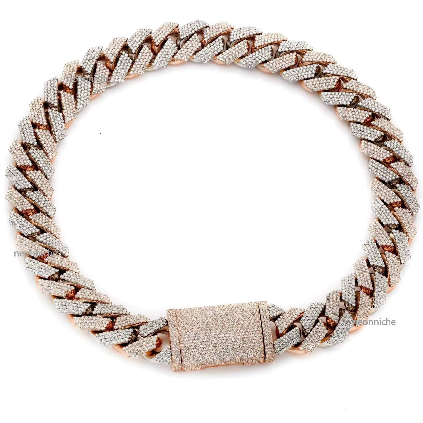 20mm all white pure sier girl chilled VVS moissanite Cuban necklace chain hip-hop men's bracelet