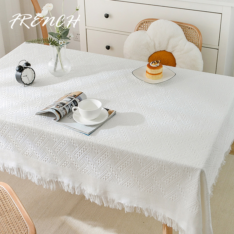 A853 ins style tablecloth knitted fabric tablecloth lace coffee table cover cloth high-grade light luxury desk tablecloth rectangular
