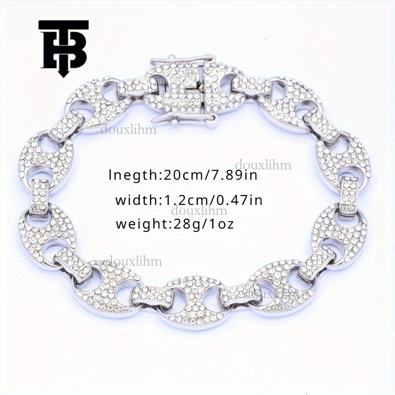 TB BHULAMTE Designer Luxury High-end Women's Bracelet Trend Pig Nose Hip-hop Personality Alloy Rhinestone Men's Cuban Chain Fashion Jewelry