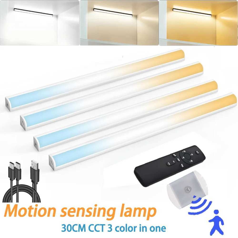 30cm TypeC Rechargeable Motion Sensor Led Lamp Wireles CCT LED Night Light Kitchen Wardrobe Cabinet Lighting Staircase Backlight M251129