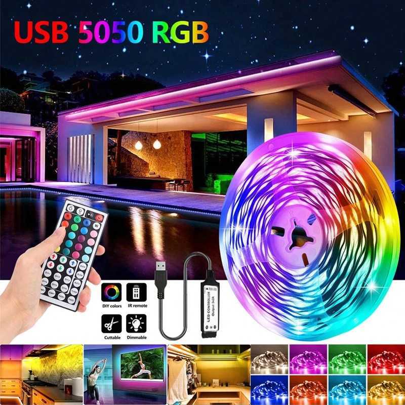 USB 1-30M LED Light Strip RGB 5050 Bluetooth APP Control Luces Led Color Change Lighting Music Sync for Party PC Living Room M251129