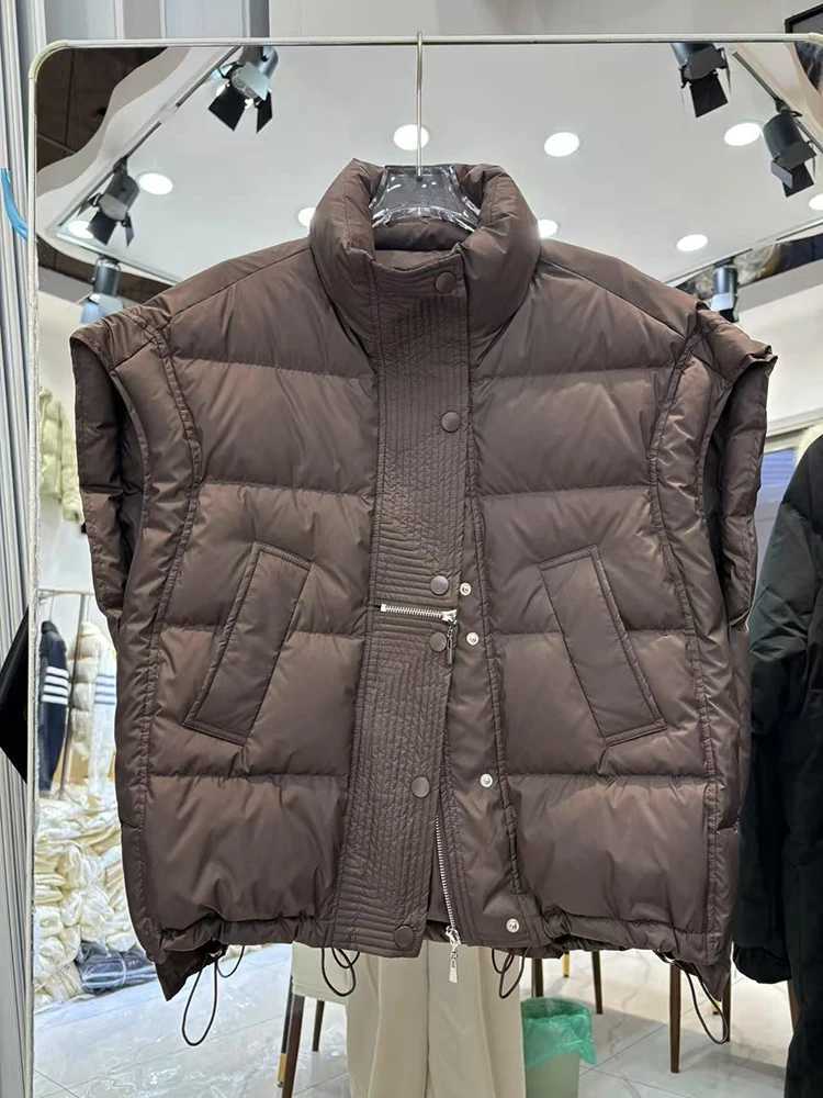 Autumn Winter Stand Collar Warm Puff Down Vest Women Sleeveless White Duck Down Vest Female Double Zipper Thick Waistcoat CoatT251129