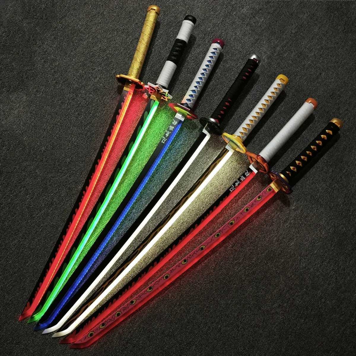 104cm Demon Slayer Bright Katana LED Light Sword Kimetsu No Yaiba Anime Cosplay Prop Real Size Japanese Katana Samurai Sabre Y251129