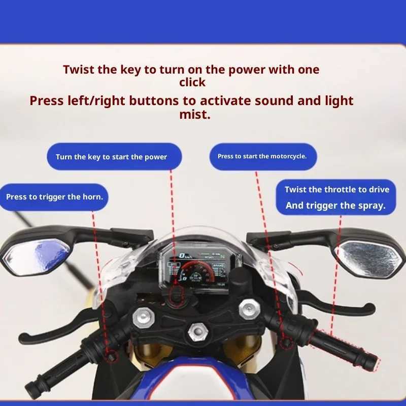 Simulation Spray 16 Scale R1000 Alloy Super Motorcycle Model Die-Cast Toy Vehicle Boyfriend Gift Collection Miniature Voiture J251129