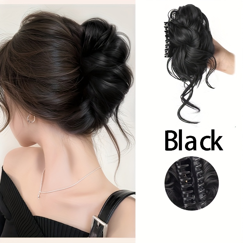 Elegant Women's Full Head Thick Bun Hairpiece - Heat Resistant Fiber for Versatile Hairstyling