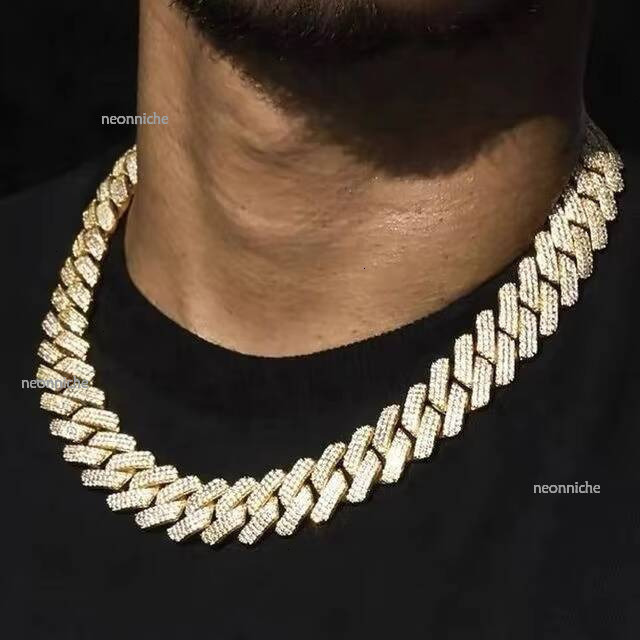 20mm all white pure sier girl chilled VVS moissanite Cuban necklace chain hip-hop men's bracelet