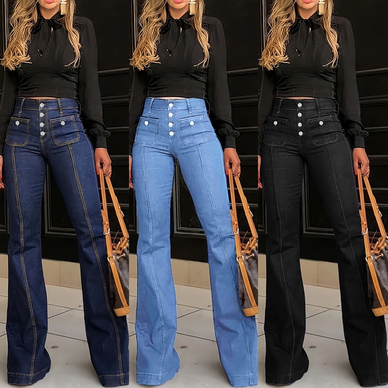 Women Fashion Vintage Washing Denim Long Pant Wide Leg High Waist Jeans New Lady Summer Commuter Y2k Denim Trousers Casual