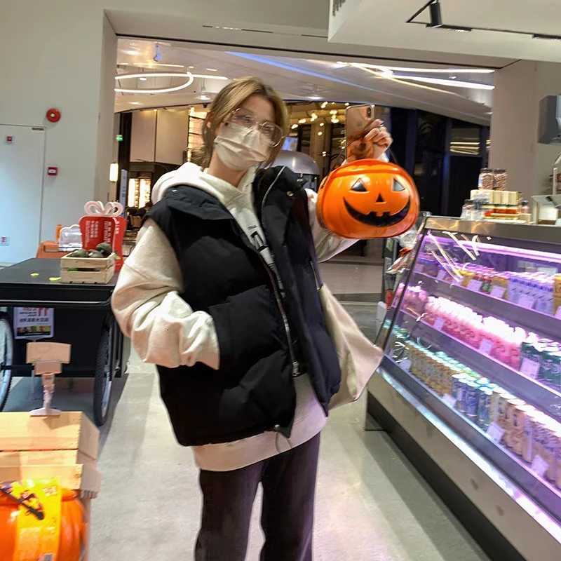 Vests Women Loose Casual Streetwear Keep Warm Autumn Winter Coats Outwear Pockets Sleeveless Fashion Design Zipper MinimalistT251129