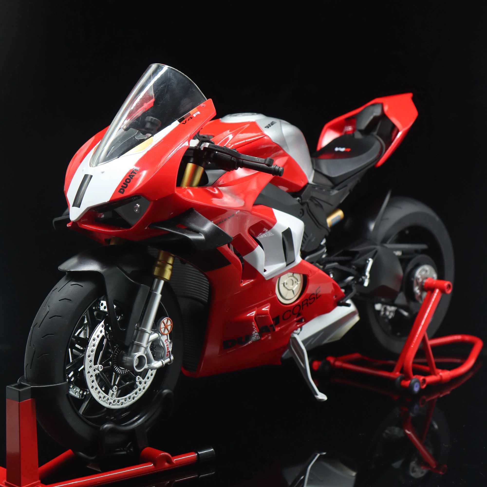 Spray 16 Ducati V4S 1/9 H2R Racing motorcycle Alloy Diecast Model Car Sound And Light Dynamic ornaments decoration Collection J251129