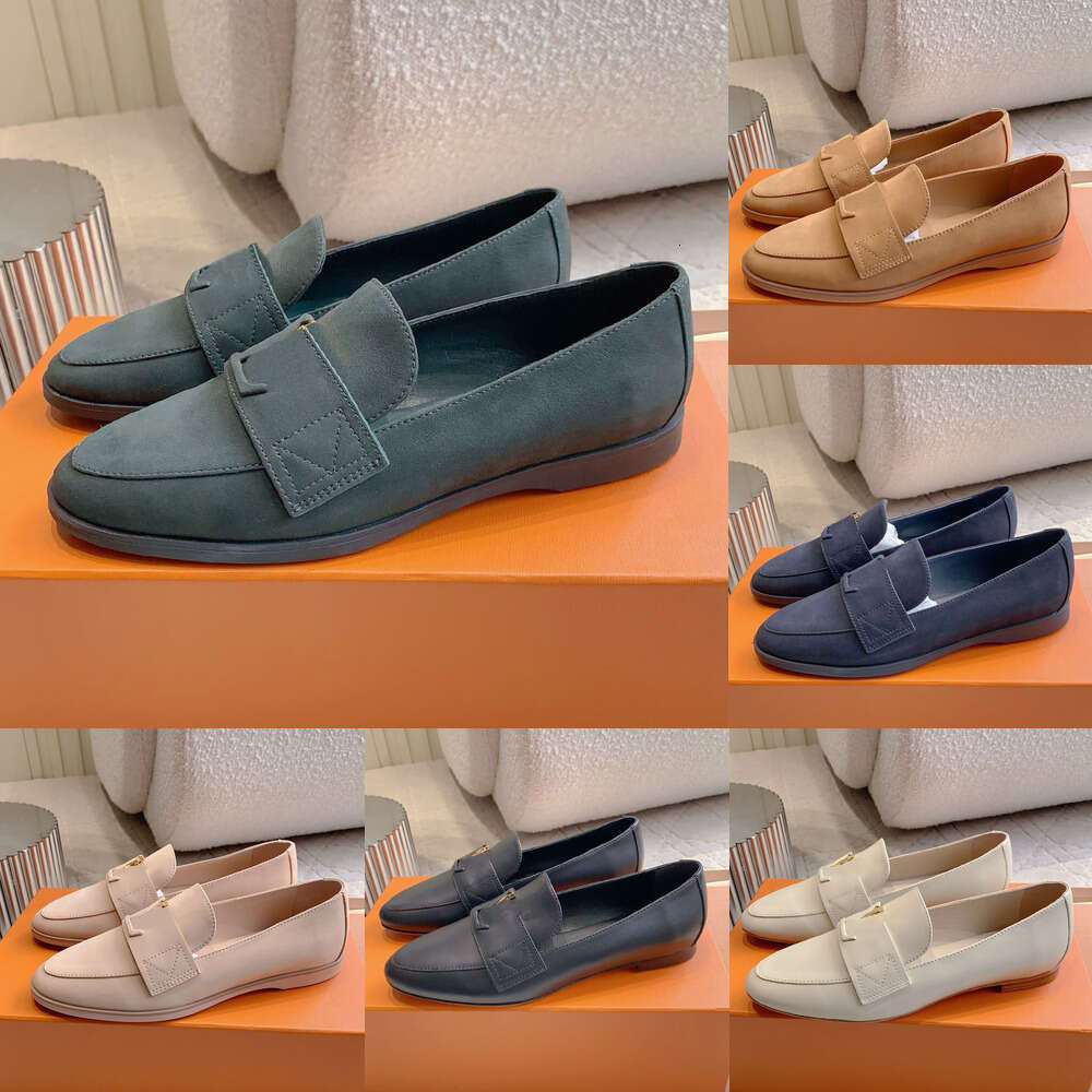 luxury Mare Flex Open Back Loafer slip-ons Ladies Nubuck Calf Leather Casual Shoes Designer wamen shoe Rubber Outsole Loafers Women Flat shoe mule clog sandal