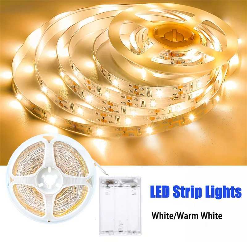 3AA Battery Power Led Strip Light SMD2835 1M 2M 3M 5M 10M Flexible Lighting Ribbon Tape White/Warm White Lamp Strip Backlight M251129