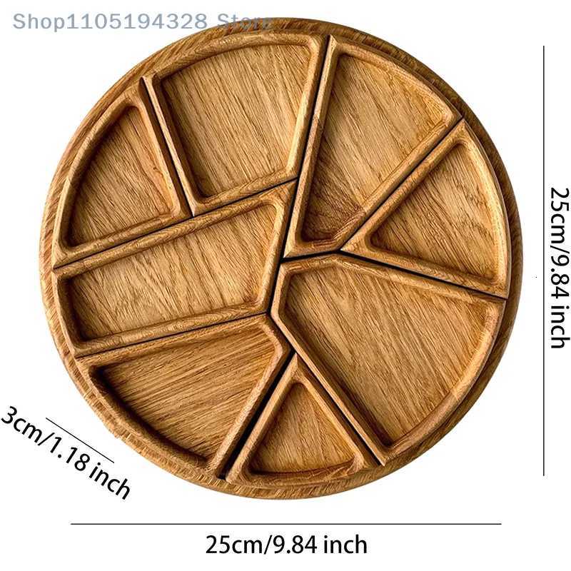 1PC 25cmx25cm Round Divided Wood Serving Tray Snack Dessert Platter Fruit Appetizer Plate For Candy Nuts Appetizers Y251129