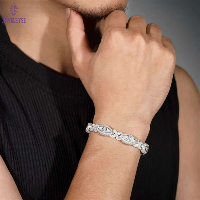 Pass Diamond Tester 925 Silver Gold Plated Hip Hop Jewelry Custom Infinite Eyes 8-character Chain VVS Moissanite Cuban Bracelet