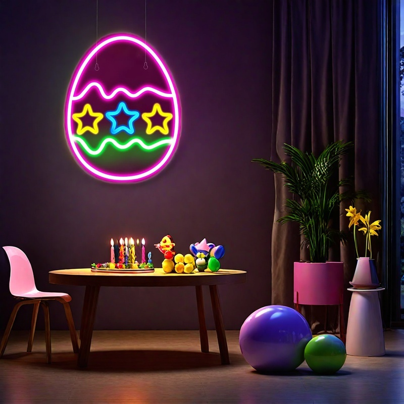 Easter Egg Neon Signs Easter Decorations Light up LED Neon Sign Light USB Wall Bar Living Room Decor for Spring Decor Party Home Bedroom Table Gifts,