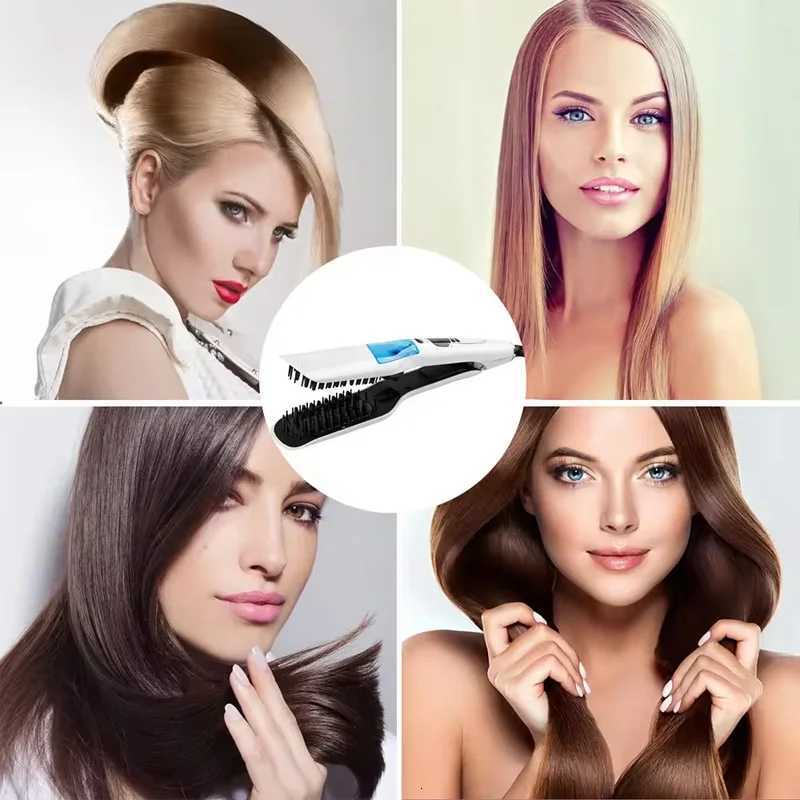 Steam hair straightener brush anti-scald hair care ceramic wide roll flat plate portable hair straightener stickT251129