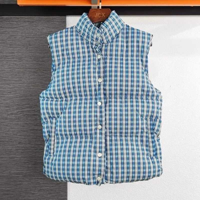 Lattice Womens Padded Cotton Vests Blue Korean Style Clothes Fashion 2025 Lady Giletes Insulated Demi-season Warm Trend ColdT251129