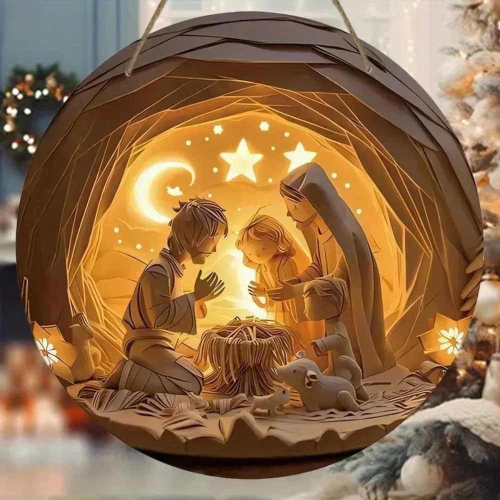 Brand Christmas Virgin Mary Jesus Nativity Scene Round Metal Tin Sign 2D Decor H251129
