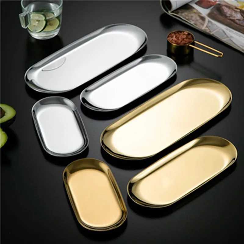 Metals Stainless Steels Oval Tray Jewellery Storage Shelf Desktop Clutter Organiser Birthday Party Decoration Ornaments Y251129