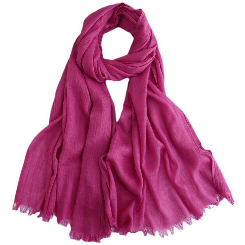 K567 Foreign trade new silk scarf cotton and linen headscarf women spring and summer solid color Japanese and Korean scarf sun protection warm shawl f