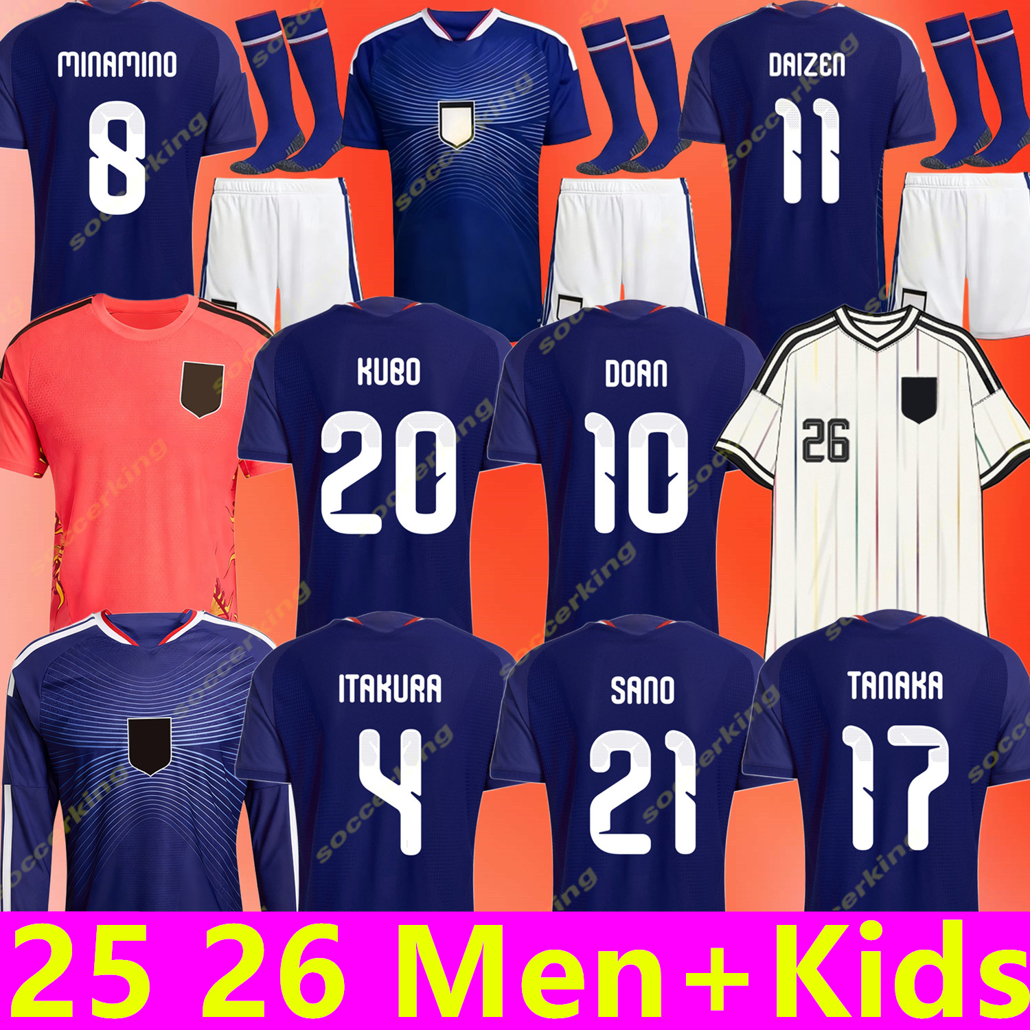 Japan jersey 2026 World Cup Soccer Jerseys Classic Cartoon Tracksuit: KUBO, DOAN,MINAMINO, TOMIYASU, TSUBASA & More - Breathable Football Shirt for Fans player version