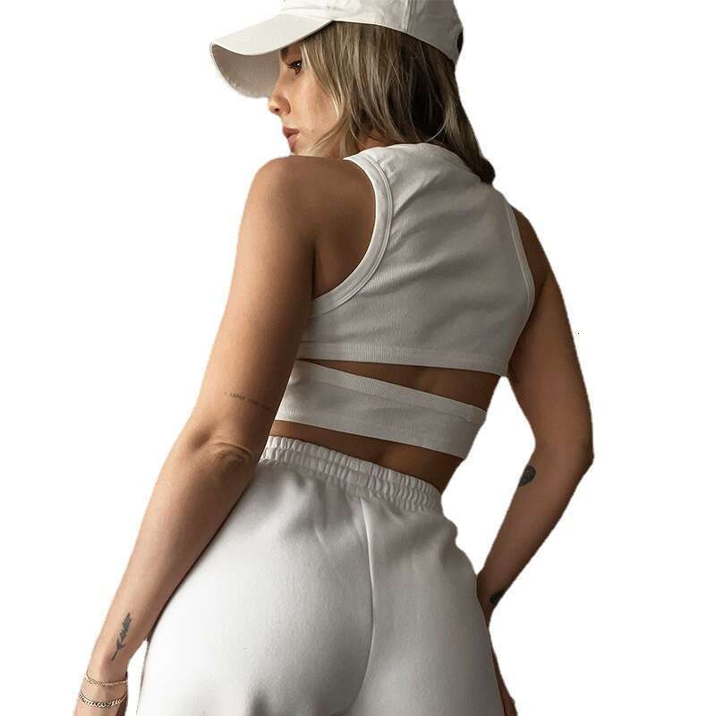 Summer I-shaped Small Tank European and American Sports Short, Open navel Hollow Sleeveless Top, Women's 2025 Versatile Style, New Trendy Clothin