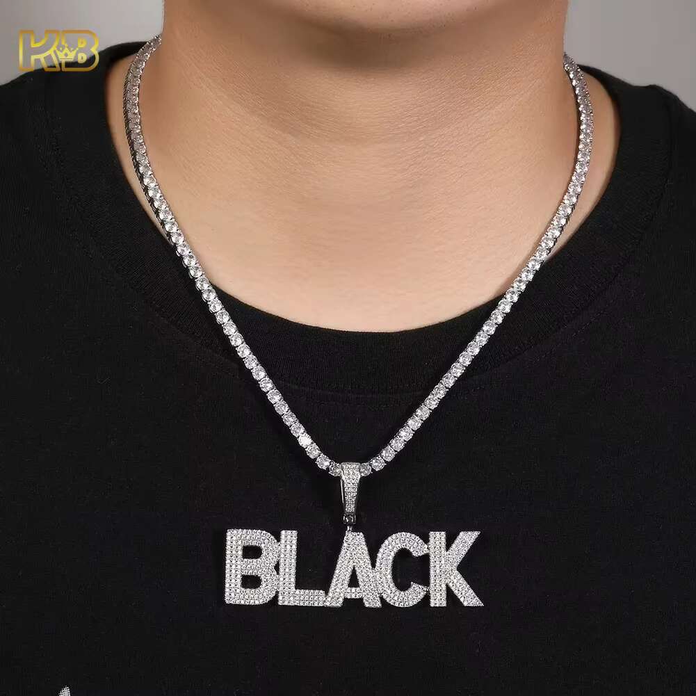 Letter Pendant Necklace for Men Gold Letter Moissanite Fine Pendants Fashion Jewelry Charms Custom Letter Pendant Necklace