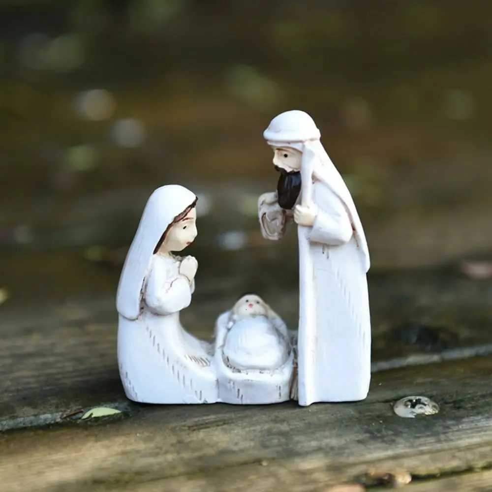 Exquisite Cute Jesus Birth Scpture Cartoon Decorative Christmas Manger Ornaments Sturdy Religious Resin Statue Living Ro H251129