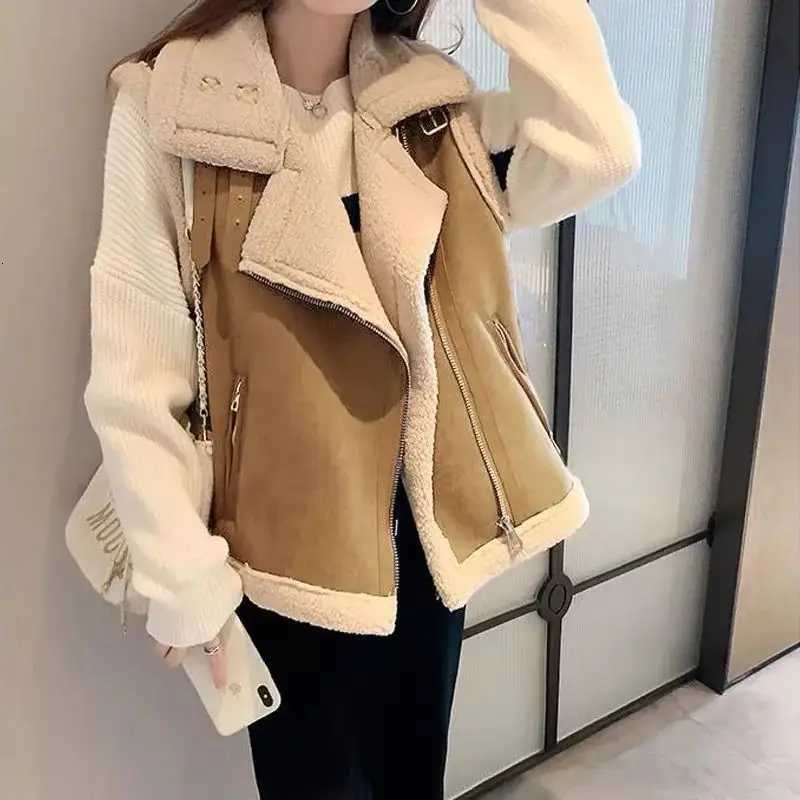 2025 Autumn/winter Fur Integrated Vest Fashion Brown Suede Lamb Hair Vest for Women with Plush Front and Back Wearing JacketT251129