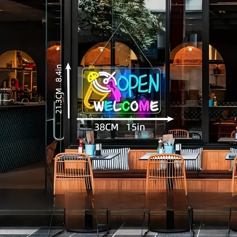 Open Signs for Business, Super Bright LED Neon Open Sign -Electric Light-Up Sign with ON/OFF Switch, Suitable for Coffee Shops, Salons, Bars, and Wind
