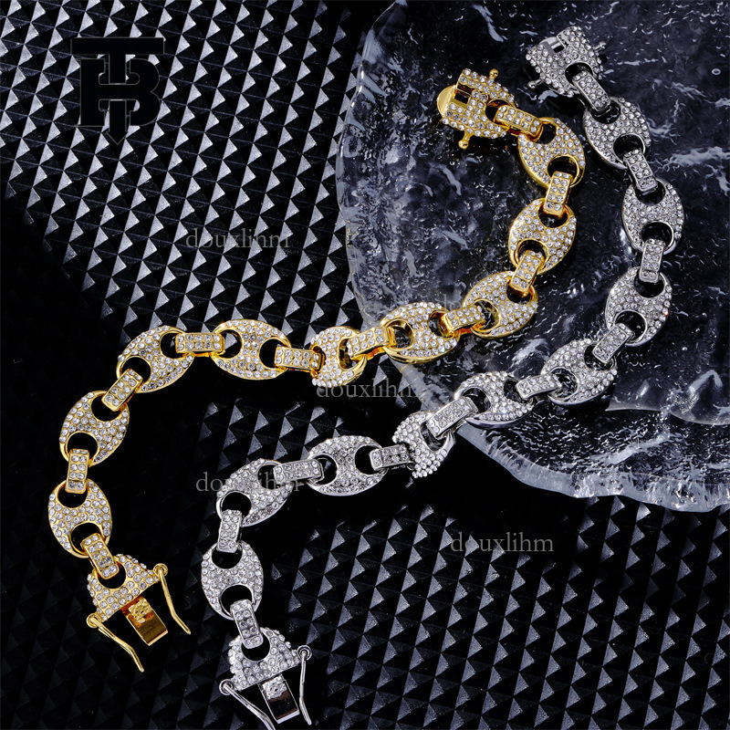 TB BHULAMTE Designer Luxury High-end Women's Bracelet Trend Pig Nose Hip-hop Personality Alloy Rhinestone Men's Cuban Chain Fashion Jewelry
