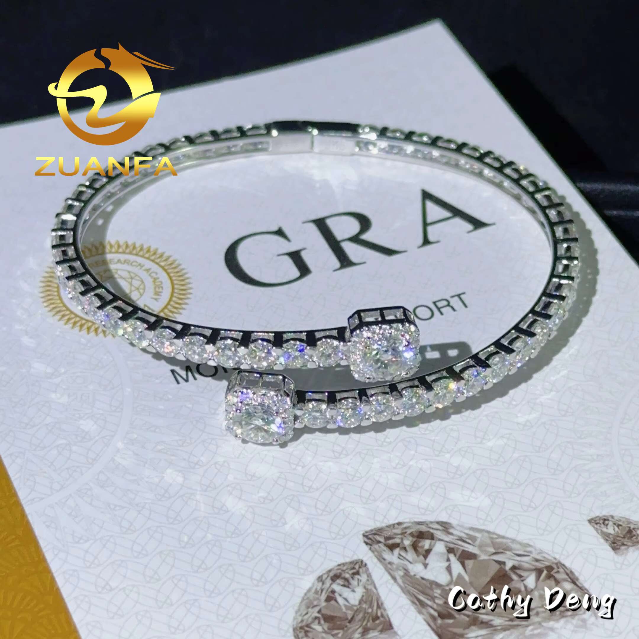 New Custom Hip Hop Jewelry 925 Silver VVS Moissanite Bracelet Men Iced Out 4.0mm Tennis Bangle Bracelet Pass Diamond Tester