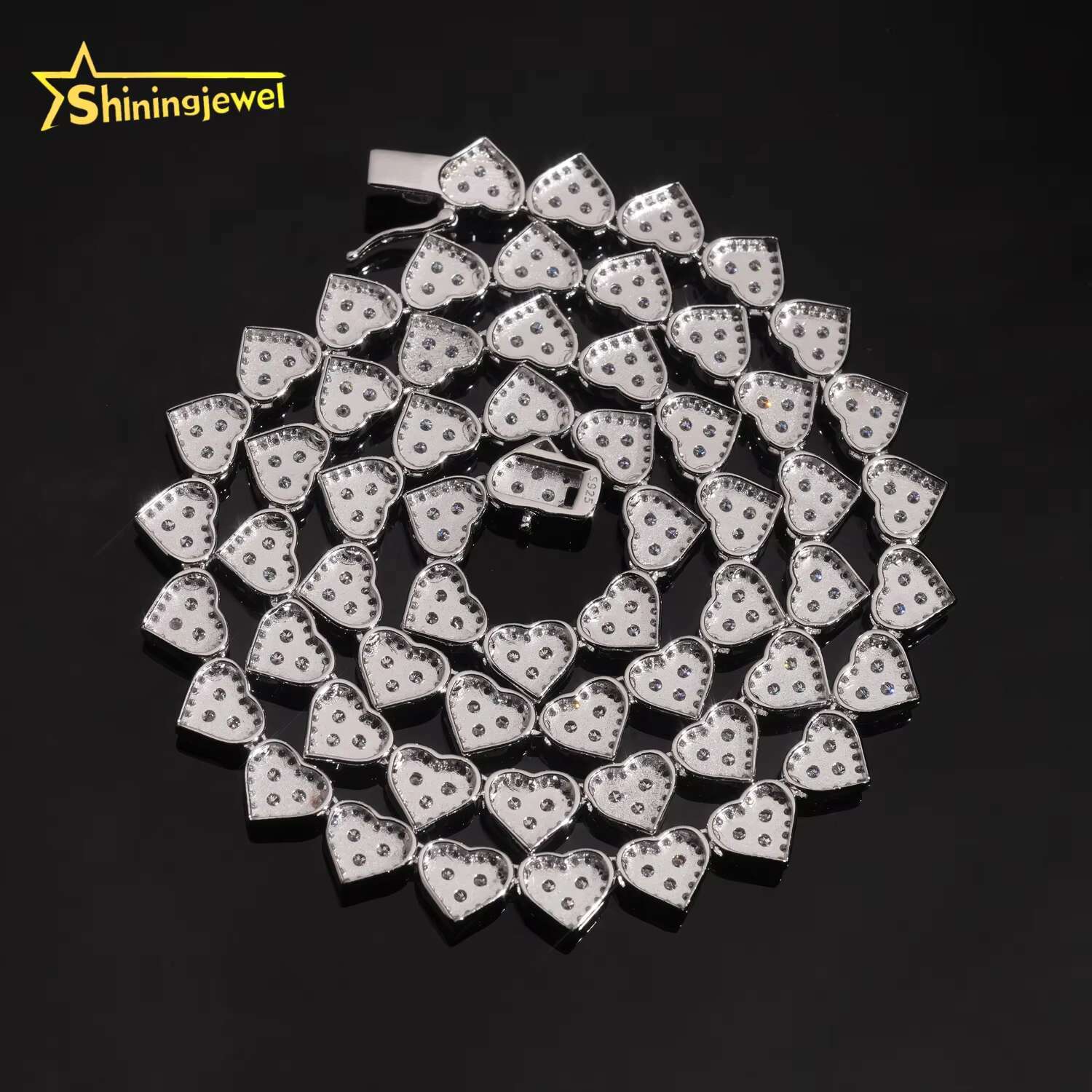 Hot Selling Heart Style Moissanite Cuban Link Bracelet 925 Silver Iced Out Moissanite Diamond Bracelet Men Hip Hop Jewelry