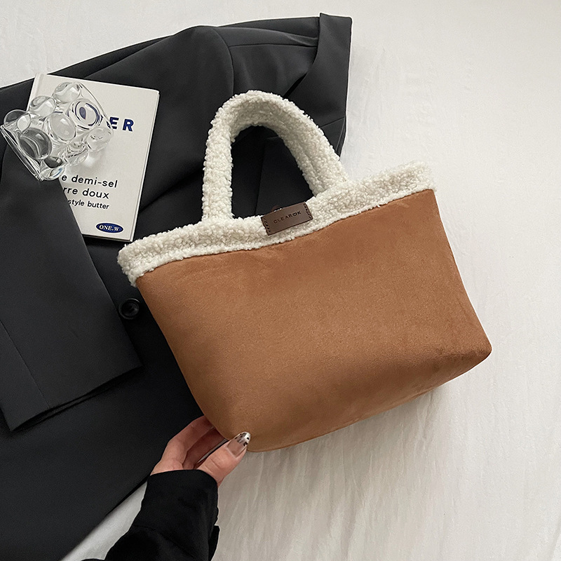 2025 New Luxury Suede Tote Bag Women - Retro Shearling Bucket Handbag, Spacious Winter Purse with Free Shipping