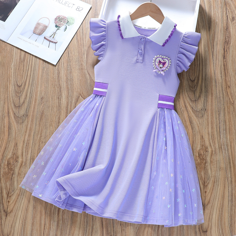 Disney baby short-sleeved dress princess dress beach dress birthday party outfit dress summer children's princess outfit Elsa short-sleeved dress