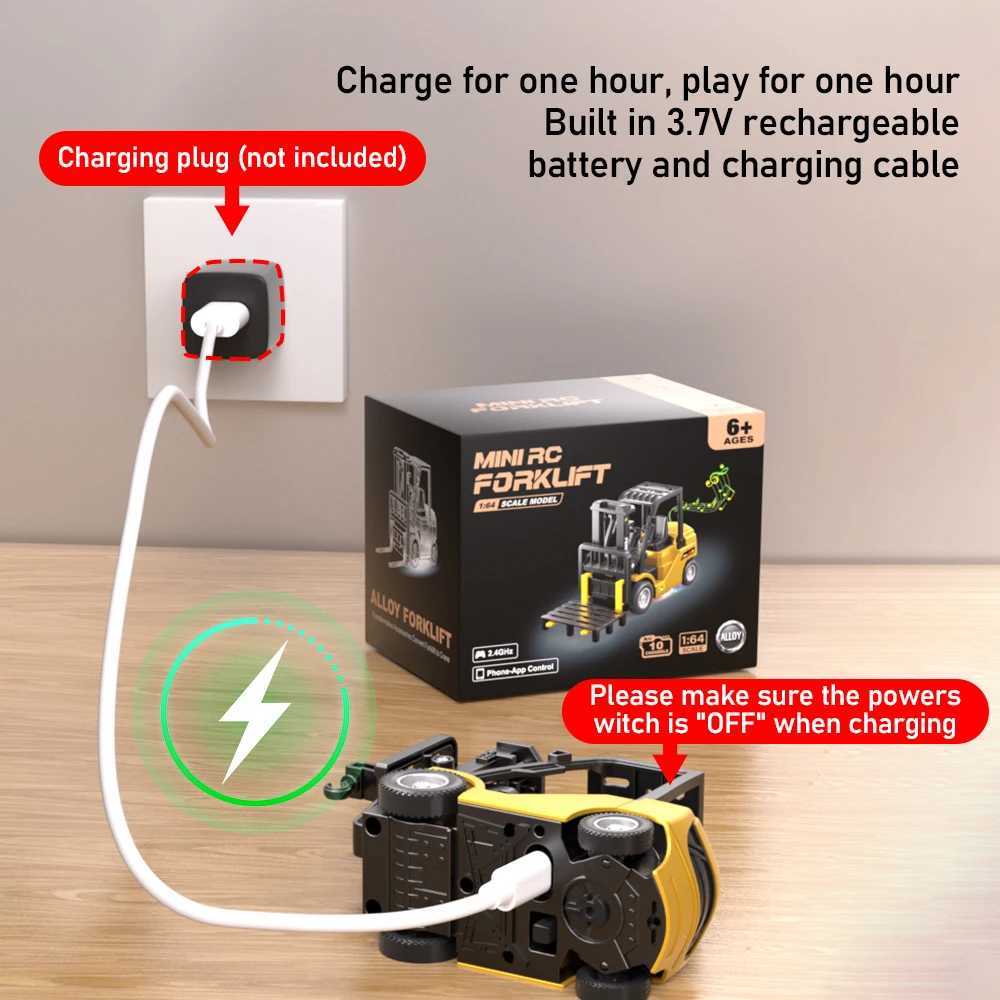 164 Alloy Remote Control Forklift Trailer 2-in-1 Bluetooth APP Engineering Toy simulation Model Car Perfect Gift for Kids J251129