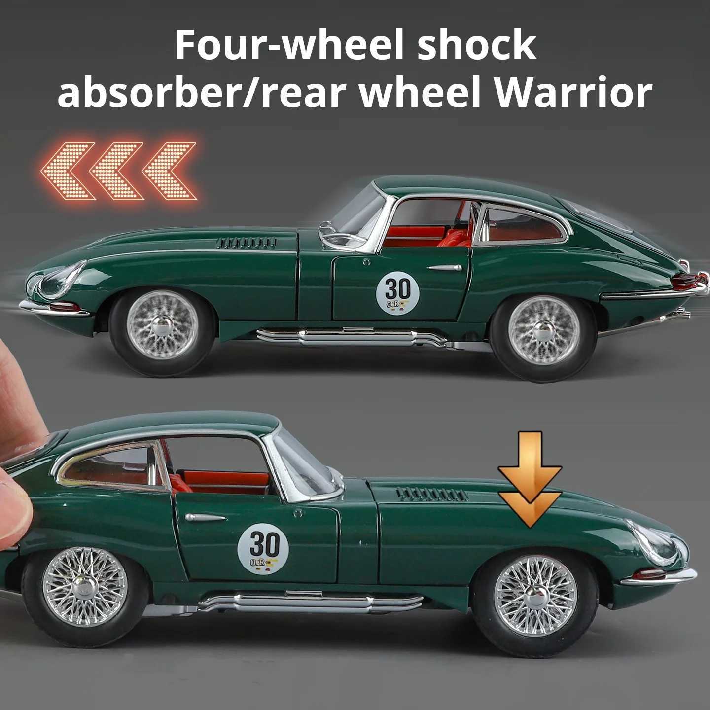 Alloy model car Retro 124 Jaguar E-TYPE Diecast car Model with Sound Light Pull Back Boys Gift collectible ornaments toys J251129