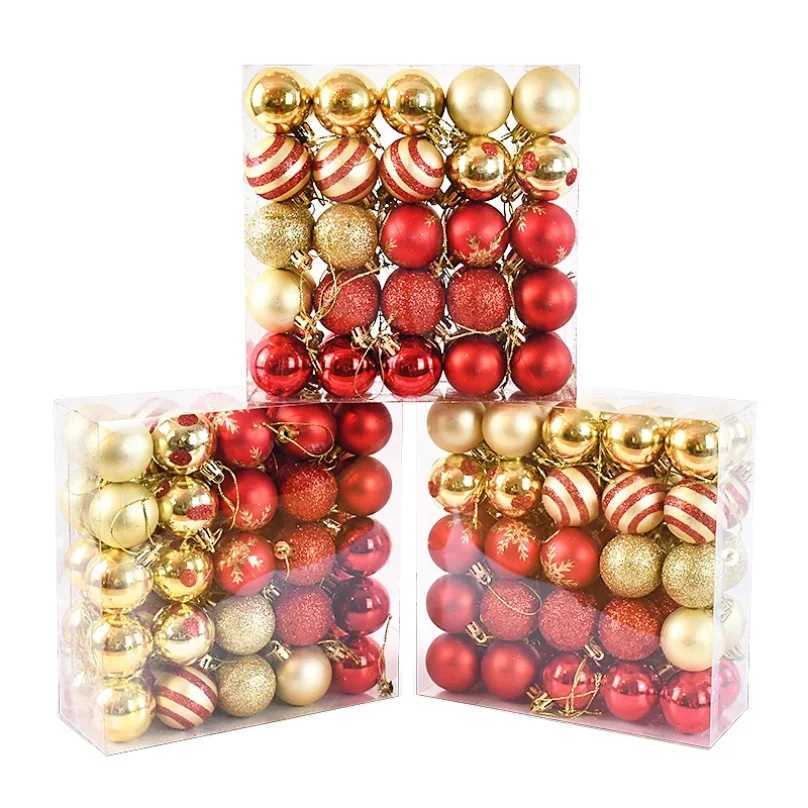 50Pcs/box Christmas Tree Balls Ornament Red Gold Hanging Bauble Pendant 2026 Christmas Decoration for Home 2026 New Year Gifts L2511285CHH