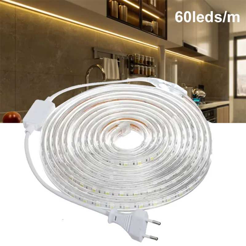 220V Waterproof LED Strip Light High Brightness 5M 10M 20M For Home Decoration Kitchen Outdoor Garden LED Light With EU Plug M251129