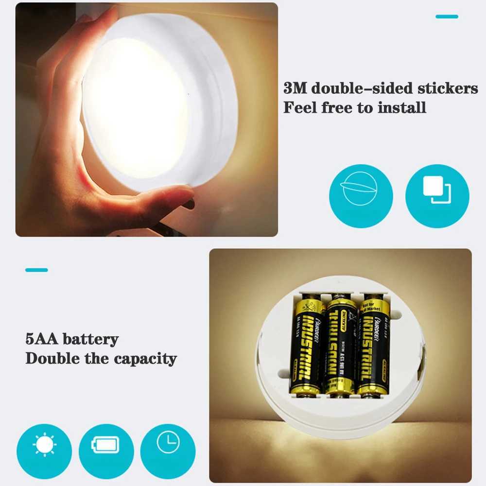 LED Cabinet Light RGB Puck Lamp Remote Control Battery Powered Dimmable Kitchen Under Cabinet Closet Light Nightlight Multicolor M251129