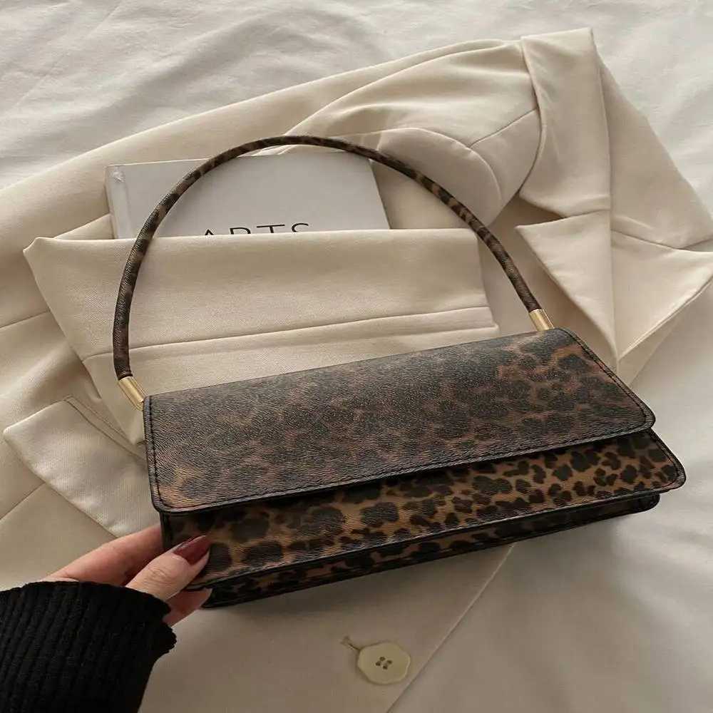 Womens Vintage Colorblock Leopard Print Elegant Underarm Shoulder Bag Leopard Comeback Purse For Fall Winter K251128