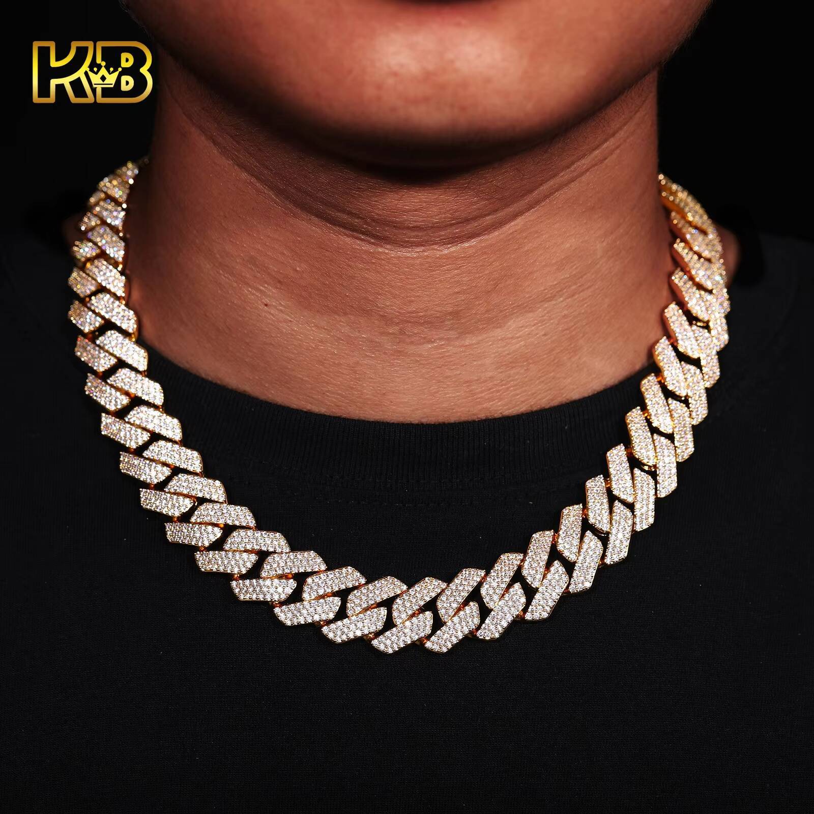 European American Style 10mm Double-Row CZ Cuban Link Chain Necklace Hip Hop Streetwear Fashion for Men Women Mainly Made Zircon