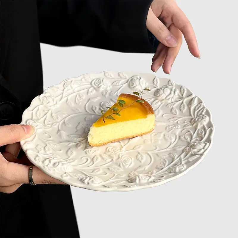 Luxury French Ceramic Plate Luxury Restaurant ic White Steak Plate Exquisite Round Household Tableware Y251129