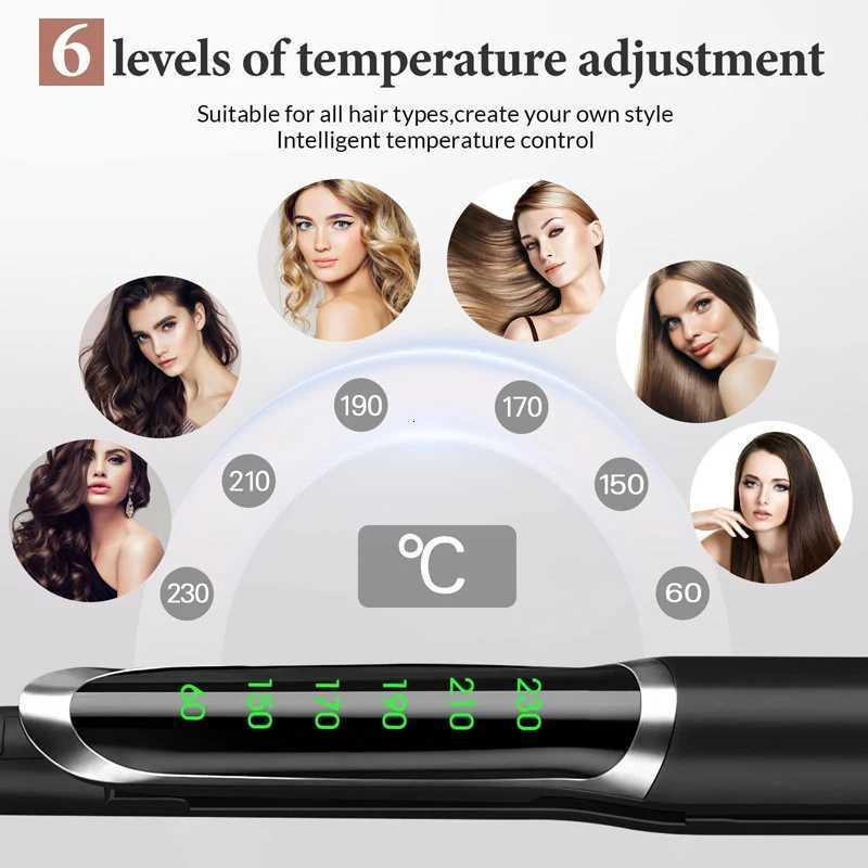 Infrared Straight Tourmaline Coating or Ceramic Lcd Display Negative Ion Flat Iron Fast Straightening Hair Curler Flat IronsT251129