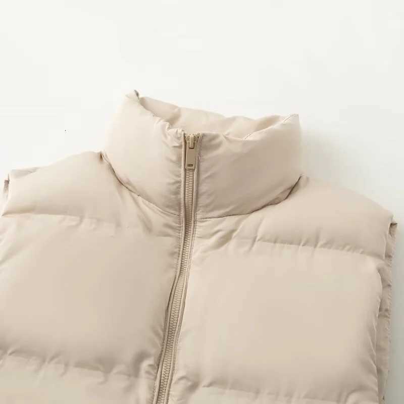 2025 autumn new womens casual fashion versatile simple temperament stand collar sleeveless warm vest jacketT251129