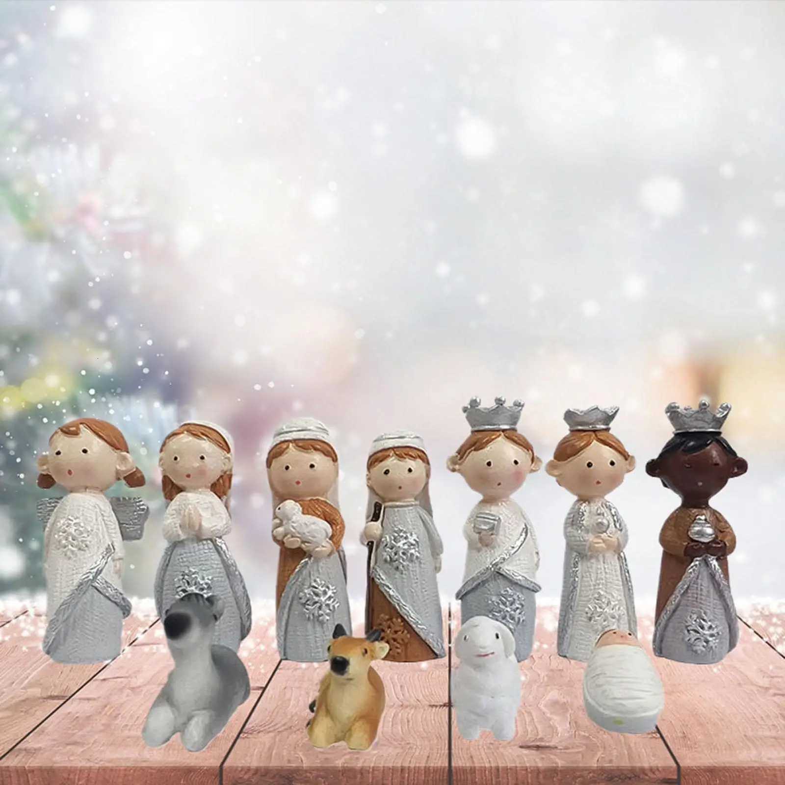 Christmas Nativity Scene Figurines Religious The Birth Of Jesus Decor Nativity Figures Set For Desk Desktop Shelf Bookshelf H251129